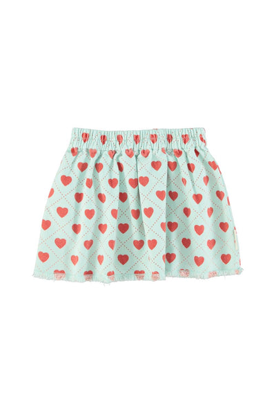 Gonna celeste con stampa all over per neoanta e bambina Piupiuchick SS26.MN2617 LIGHT BLU/RED 