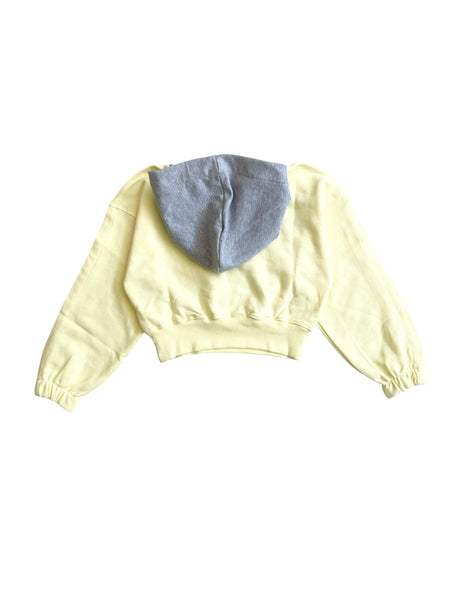 Felpa grigia e gialla con cappuccio per bambina Msgm S6MSJGHS025 MS078 
