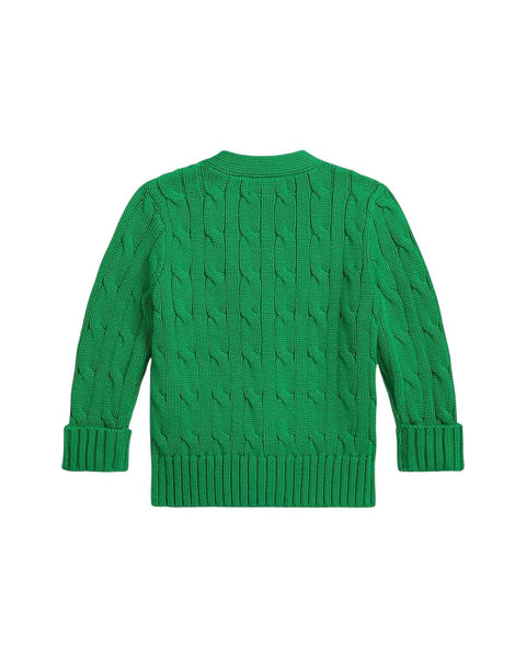 Cardigan in maglia a trecce verde per neonato Ralph Lauren Kids 320925717500 GREEN 