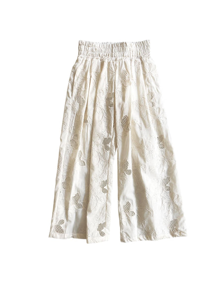 Pantalone latte con ricami per bambina Lulù by Miss Grant LL4329 LATTE 