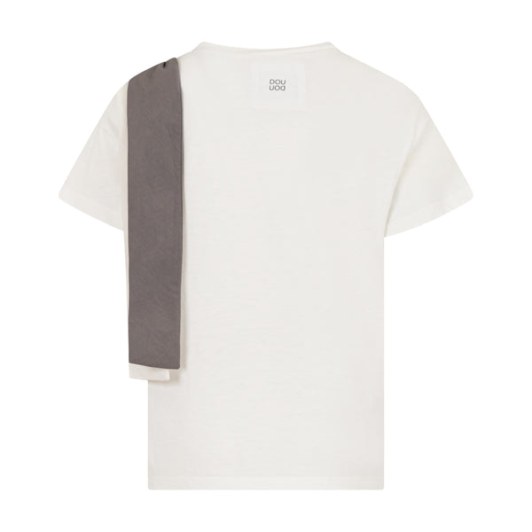 T-shirt bianca con fiocco per bambina Doudou DY8A41 101 