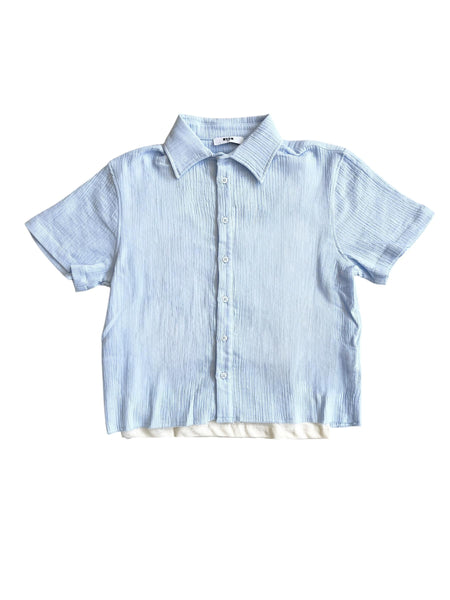 Camicia a righe celeste con canotta per bambino Msgm S6MSJBCS198 050 