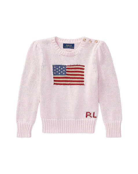 Maglione rosa con bandiera per neonata e bambina Ralph Lauren Kids 312668609003 ACACIA PINK 