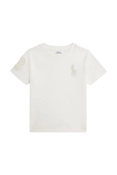 T-shirt bianca con logo per neonato e bambino Ralph Lauren Kids 322832907504 DECKWASH WHITE 
