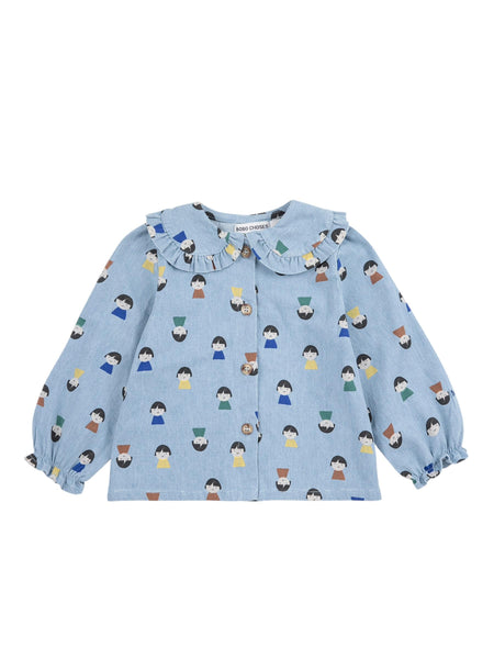 Camicia in denim chiaro con stampa all over per neonata Bobo Choses B225AB044 UNI 
