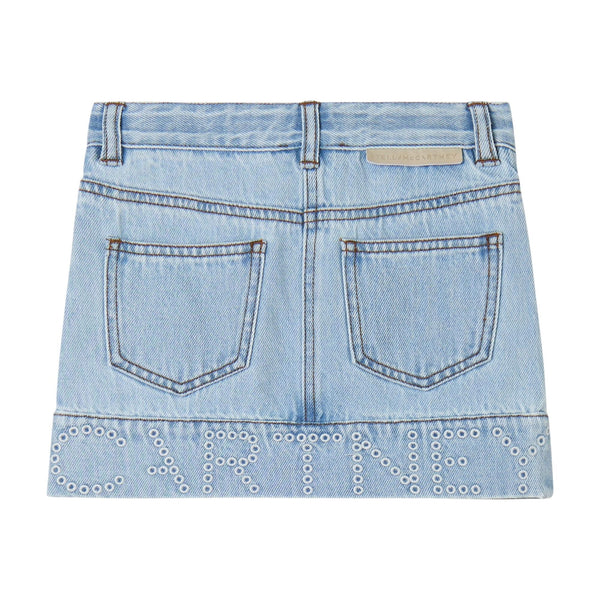 Gonna in denim chiaro con logo per bambina Stella McCartney kids TY7A51 600 