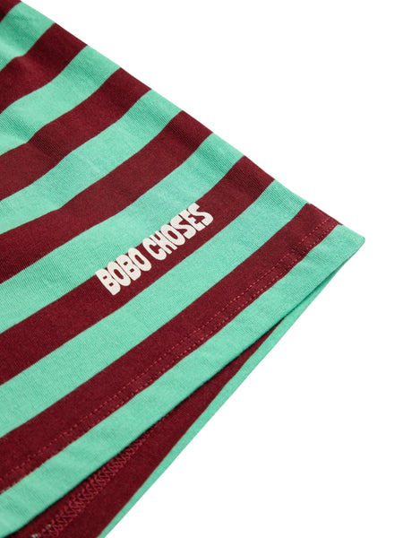 Shorts a righe verdi e bordeaux per neonati e bambini Bobo Choses B126AC058 UNI 