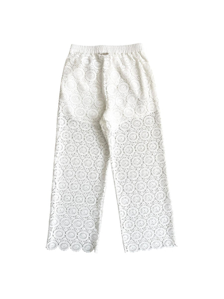 Pantalone bianco in pizzo macramé per bambina Twin set 261GJ2Q21 00526 