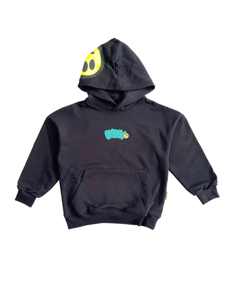 Felpa nera con cappuccio e logo per bambini Barrow S6BKJUHS002 110 