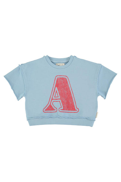 Felpa celeste con stampa per neonati e bambini Piupiuchick SS26.FLP2606 BLUE 
