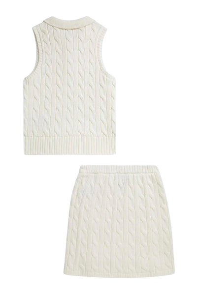 Completo bianco in cotone a trecce per bambina Ralph Lauren Kids 313A11239002 DECKWASH WHITE 