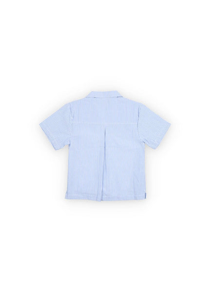 Camicia a righe bianche e celesti per bambino The New Society ALMOND SHIRT VISTA BLUE 