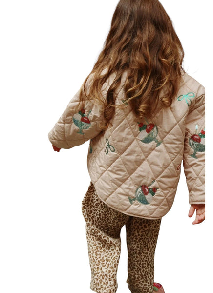 Giubbino trapuntato beige con paillettes per neonata e bambina Konges slojd KS104811 GELATO 
