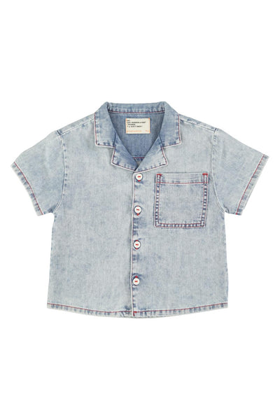 Camicia in denim blu per bambino Piupiuchick SS26.RP2601B DENIM 