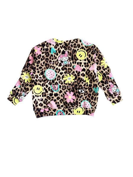 Felpa stampa leopardata per neonata e bambina Mousse kids LKFG140 LEOHAPPY 