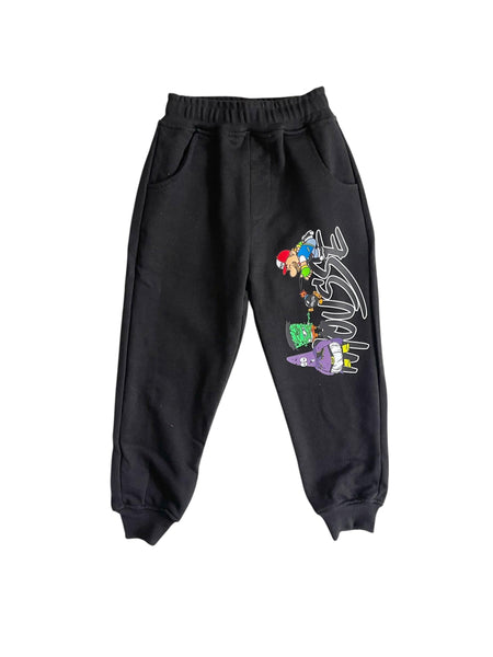 Pantalone in felpa nero con stampa per neonato e bambino Mousse kids PKPG220B POKEMONSTER 
