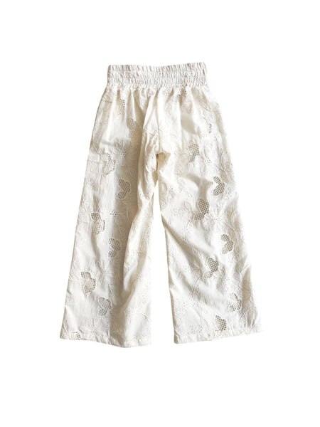Pantalone latte con ricami per bambina Lulù by Miss Grant LL4329 LATTE 