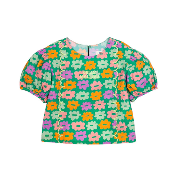 Blusa verde con stampa fiori multicolor per neonata e bambina Jelly Mallow JM2610162 FLOWER 