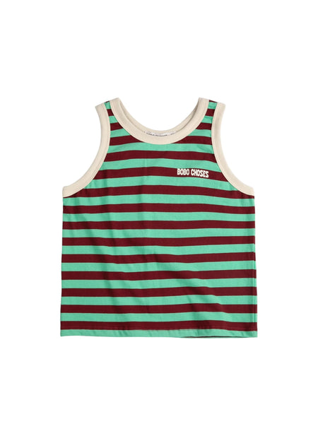 Canotta a righe verdi e bordeaux per neonati e bambini Bobo Choses B126AC027 UNI 