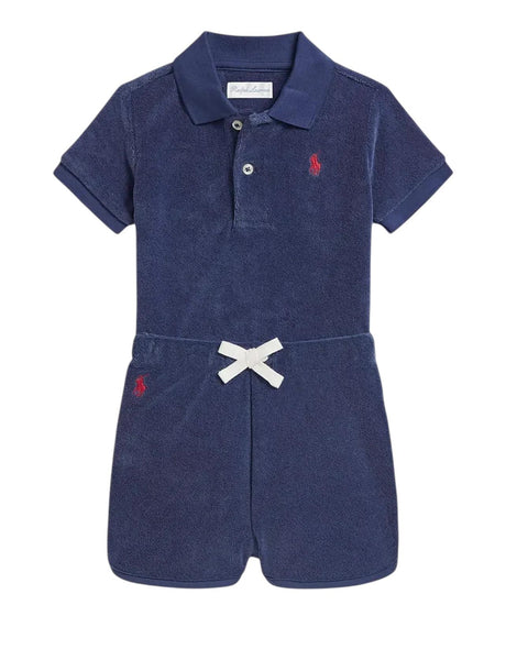 Polo e short in spugna blu con logo per neonato Ralph Lauren Kids 320B14079002 LIGHT NAVY 