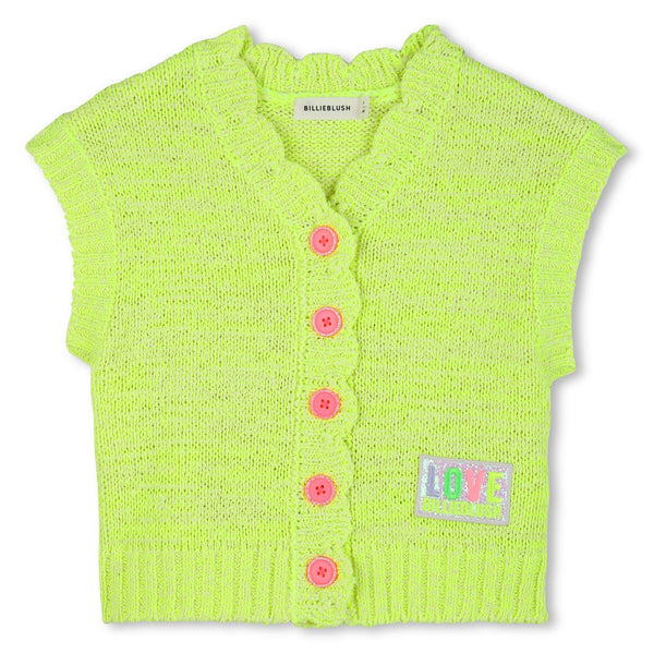 Gilet in maglia giallo fluo per neonata e bambina BILLIEBLUSH U21908 599 