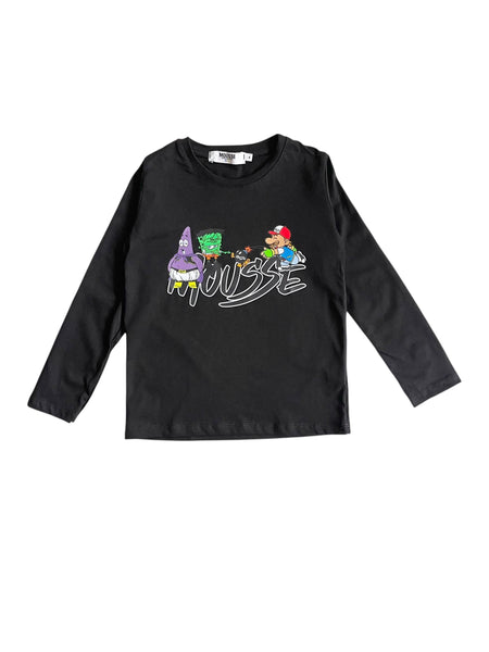 T-shirt nera con stampa per neonato e bambino Mousse kids PKTL220B POKEMONSTER 