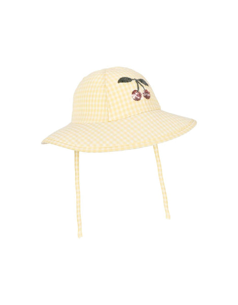 Cappello check giallo e bianco con paillettes per neonata e bambina Konges slojd KS104788 BANANA 