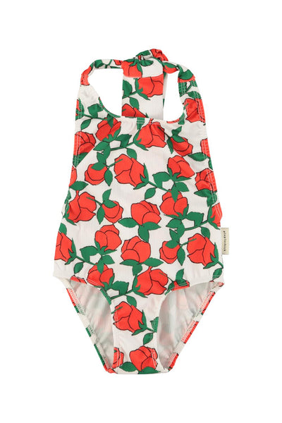 Costume bianco con stampa all over per neonata e bambina Piupiuchick SS26.BNH2604 ECRU 