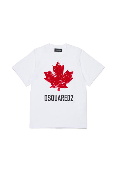 T-shirt bianca con logo per  bambino Dsquared2 DQ2982-D00XM DQ100 