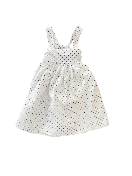 Abito bianco a pois blu per neonata e bambina Cucù Lab CEREMONY BOW MICROPOIS 