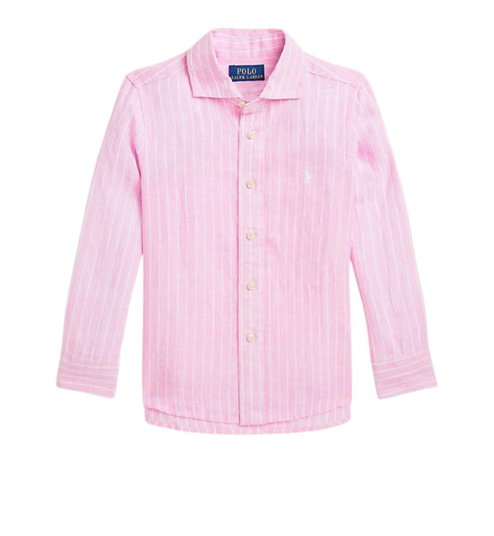 Camicia rosa a righe bianche per bambino Ralph Lauren Kids 322A13343002 PINK/WHITE 