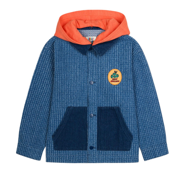 Giubbino in denim blu con cappuccio per neonato e bambino Jelly Mallow JM2610303 STRIPE 