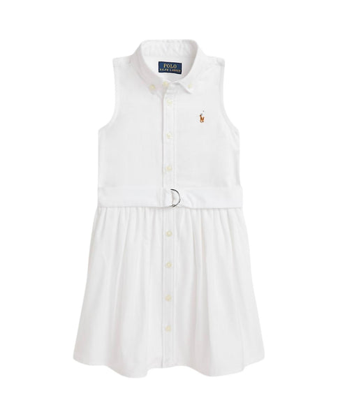 Abito chemisier bianco con logo per neonata e bambina Ralph Lauren Kids 312934188001 WHITE 