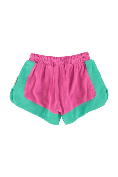 Shorts multicolor in spugna per neonata e bambina Piupiuchick SS26.JRS2624 FUCHSIA&GREEN 