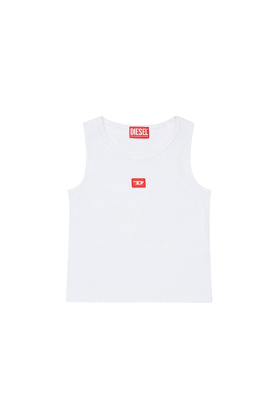 Canotta bianca a costine con logo per bambini Diesel J02594 K100 
