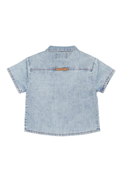 Camicia in denim blu per bambino Piupiuchick SS26.RP2601B DENIM 