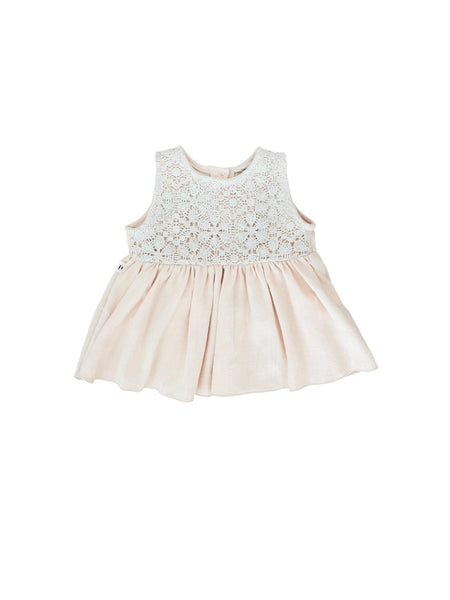 Top pesca con ricami beige per neonata Maperò M33176 ROSA TRAMONTO 