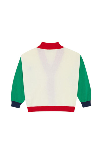 Cardigan in maglia color block multicolor per bambino The Campamento TC-SS26-60 ECRU 
