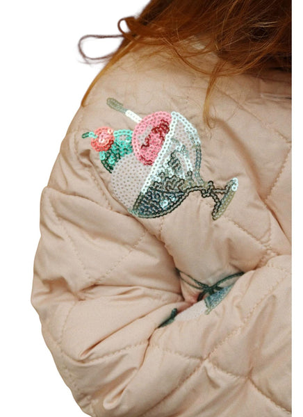 Giubbino trapuntato beige con paillettes per neonata e bambina Konges slojd KS104811 GELATO 