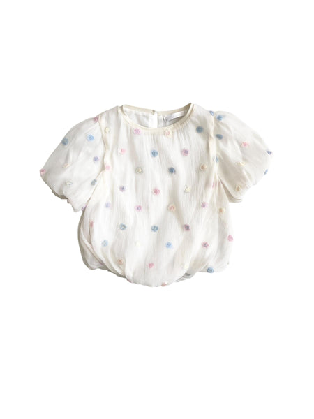 Blusa in organza con applicazioni per neonata e bambina Miss Grant MG1582 PAGLIA 