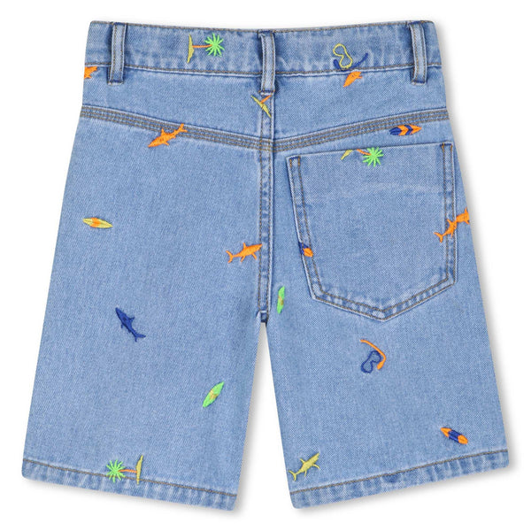 Shorts in denim con ricami multicolor all over per neonato e bambino BILLIEBLUSH U21721 Z18 