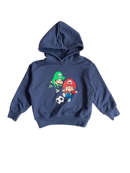 Felpa blu con cappuccio con stampa per neonato e bambino Mousse kids PKFH180N BROSOCCER 