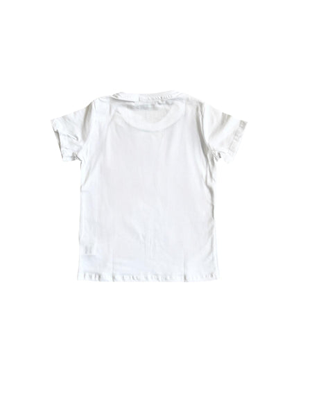 T-shirt bianca con stampa per  neonato e bambino Mousse kids LKTS230W PIZZATURTLE 