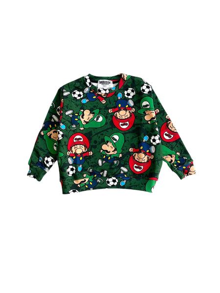 Felpa verde con stampa all over per neonato e bambino Mousse kids PKFG180 BROSOCCER 