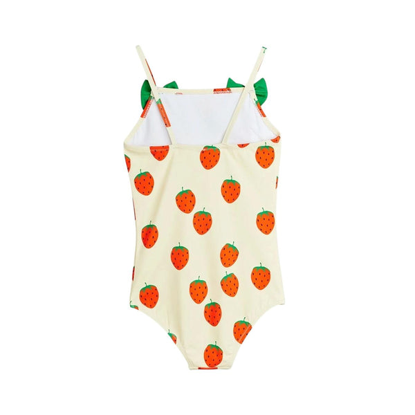 Costume con stampa fragole all over per neonata e bambina Mini Rodini 1100034411 OFFWHITE 