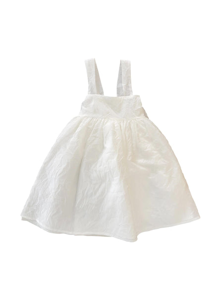 Abito bianco effetto stropicciato per neonata e bambina Cucù Lab CEREMONY BOW STROPICCIO 