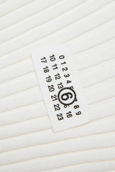 Maglia bianca a coste con logo per bambina MM6 Maison Margiela M60989 M6101 