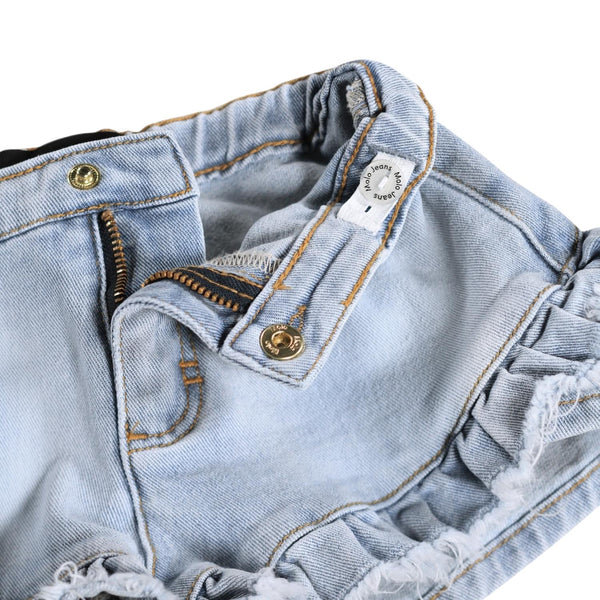 Shorts in denim blu chiaro con volant per bambina Molo AGNETHA 9484 