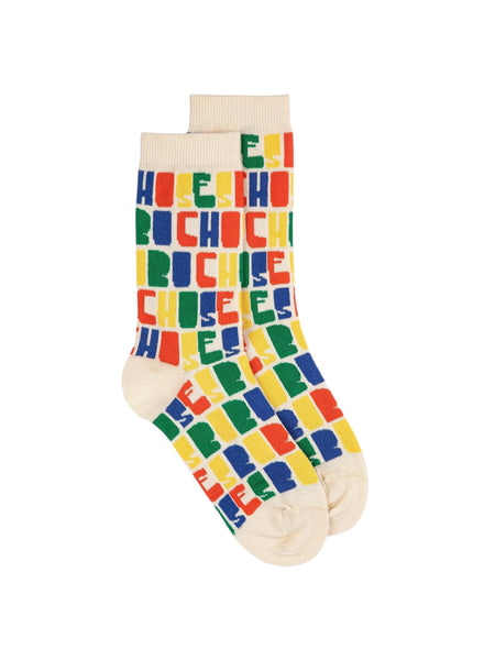 Calzino con logo multicolor all over per neonati e bambini Bobo Choses B126AI045 UNI 