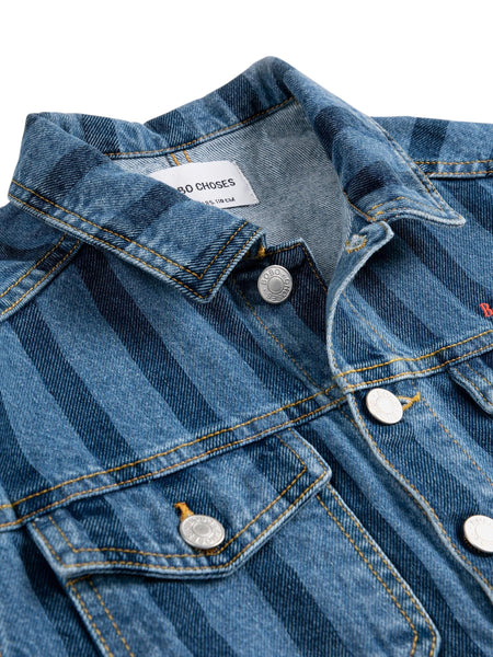 Giubbino in denim blu con logo per neonati e bambini Bobo Choses B126AC122 UNI 